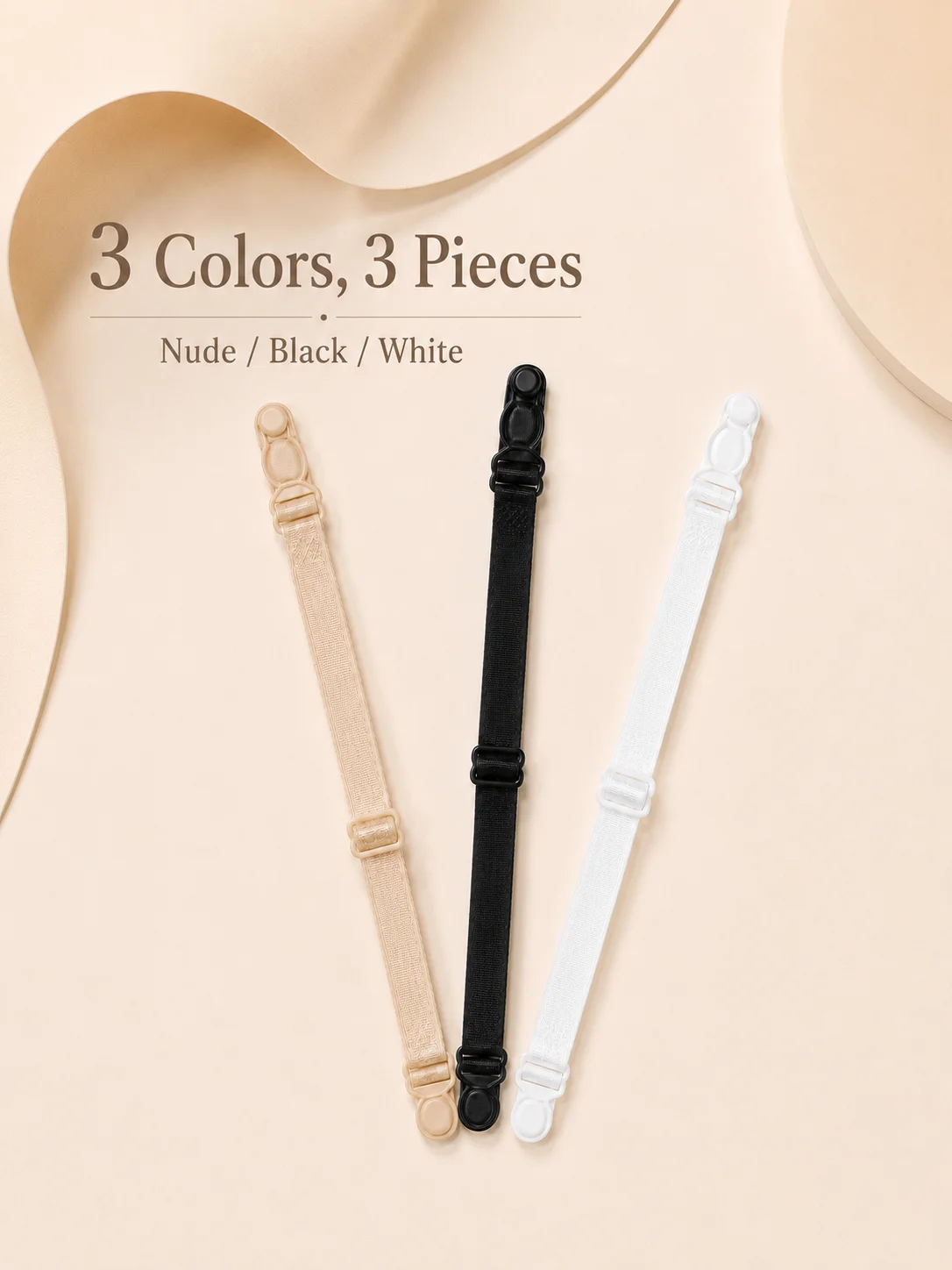 3PCS Adjustable Bra Strap Holder Non-Slip Elastic Bra Back Fix Clip Black White Nude Anti-Slide Shoulder Strap Fixer Lingerie Ac