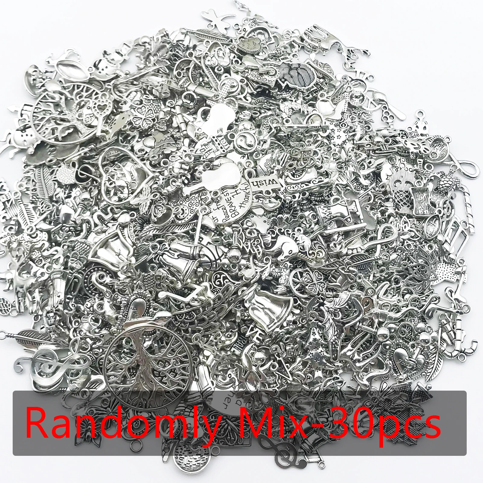 Zufällig gemischte 20/30/50 Stück Metalllegierung Charms Anhänger Perlen für handgefertigte DIY-Armbänder, Halsketten, Ohrringe, DIY-Schmuckherstellung