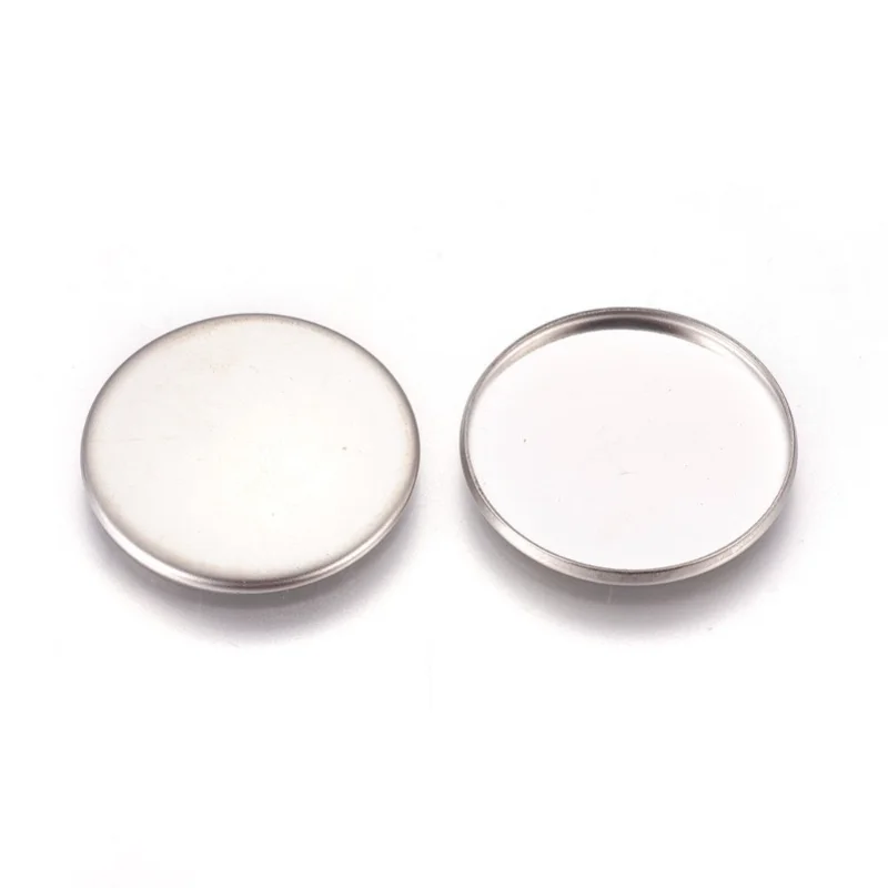 50PC Round Trays Stainless Steel Plain Edge Bezel Cups Cabochons Settings for Jewelry Making DIY Findings Stainless Steel Color