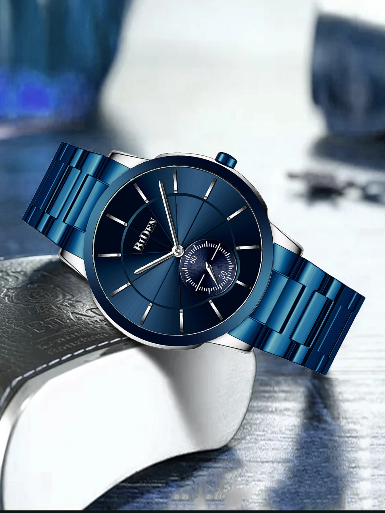 ساعة بيدن فاشن بسيطة للرجال بحزام فولاذي نحيف مقاومة للماء لساعات كوارتز الأعمال ساعة رجالية Reloj para hombre #2