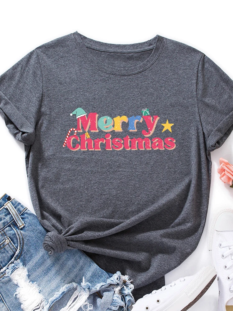 T-shirt in cotone da donna ort Sve rotonda Ne T-shirt con lettera Cisas estiva stampata in puro cotone sottile vestibilità ampia