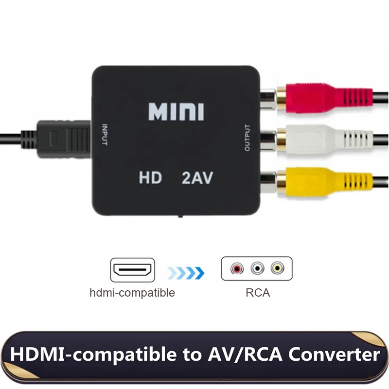 HDMI kompatybilny z konwerterem RCA AV/CVBS L/R Audio wideo dekoder 1080P MINI HD2AV podpórka NTSC PAL wyjście HD do AV