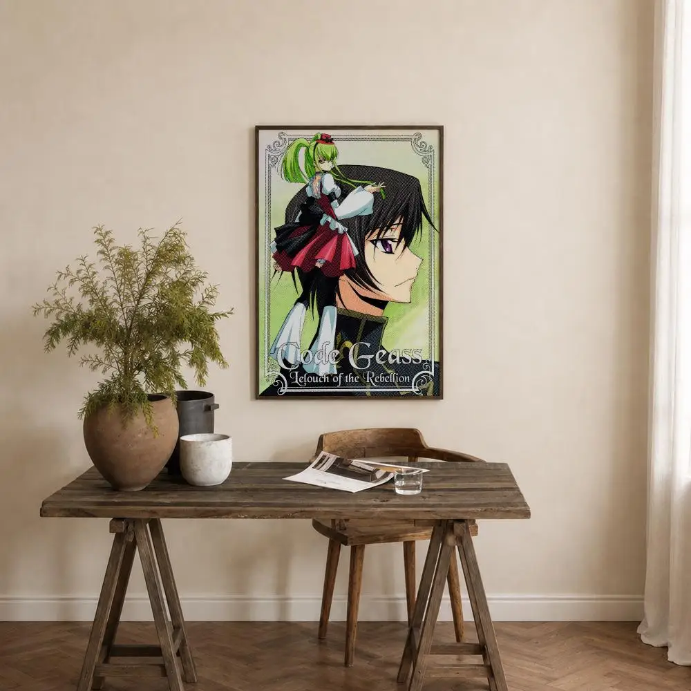 Anime Code Geass Poster Self‑Adhesive Waterproof PP Poster Coffee House Bar Wall Art Sticker Room Home Decor