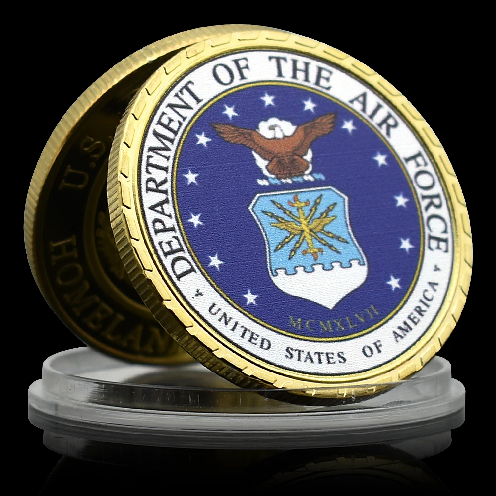 US Space Force Commemorative Gold Coin Department of The Air Force Blue Medal Art Crafts American Metal Ornaments