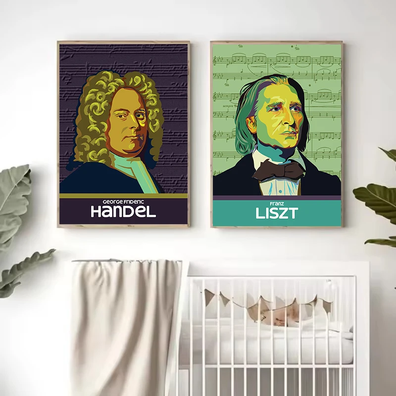الملحنون الكلاسيكيون هايدن هاندل ماهلر شتراوس الموسيقار صورة المشارك حائط لوح رسم الفن صور ديكور المنزل الفصول الدراسية #2