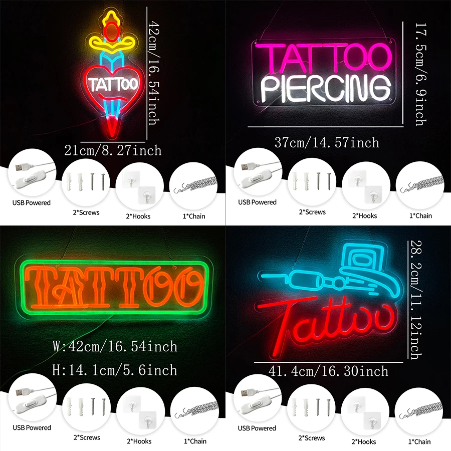 Tattoo Room Led Neon Sign, Tattoo Studio Business Icon, Usb Powered, Used For Bedroom, Bar, Beauty Salon, Man Cave Decor.