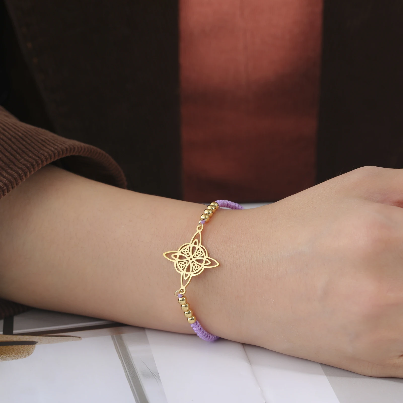 Kkjoy Hexenknoten-Armband mit keltischem vierzackigen Stern, Edelstahl, Wicca-Armband, okkultes Amulett, Charms, Schmuck, Geschenk für Frauen – Detail 22