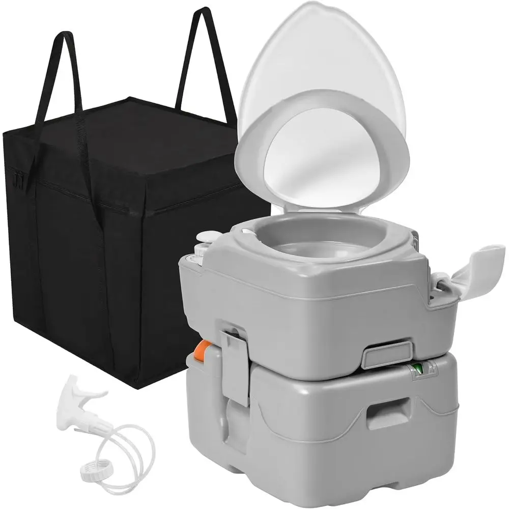Portable Toilet Camping Porta Potty 5.8 Gallon with Diagonal Bowl, Hand Sprayer, Level Indicator, Rotating Spout, Carry Bag, Toi