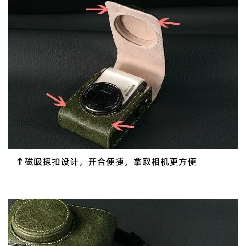 Camera Bag For Canon SX740 HS SX730 G7X Mark II III G7X2 G7X3 For Sony ZV1II ZV1F ZV1M2 Buffalo Leather Camera Case Bag Cover