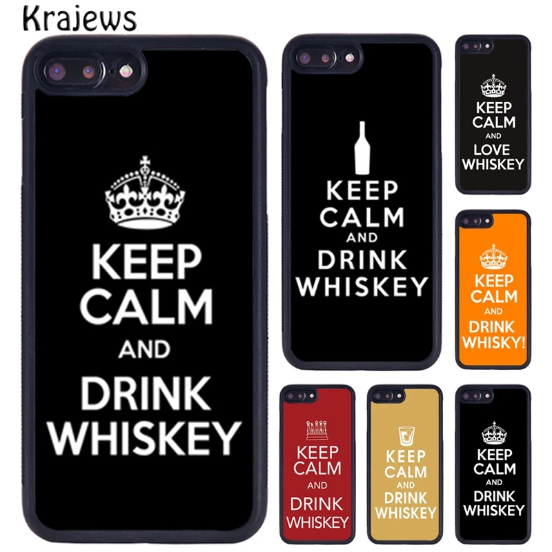 Krajews Keep Calm And Drink Whiskey Phone Case For iPhone 16 15 14 XR XS 11 12 mini 13 Pro MAX Plus cover coque