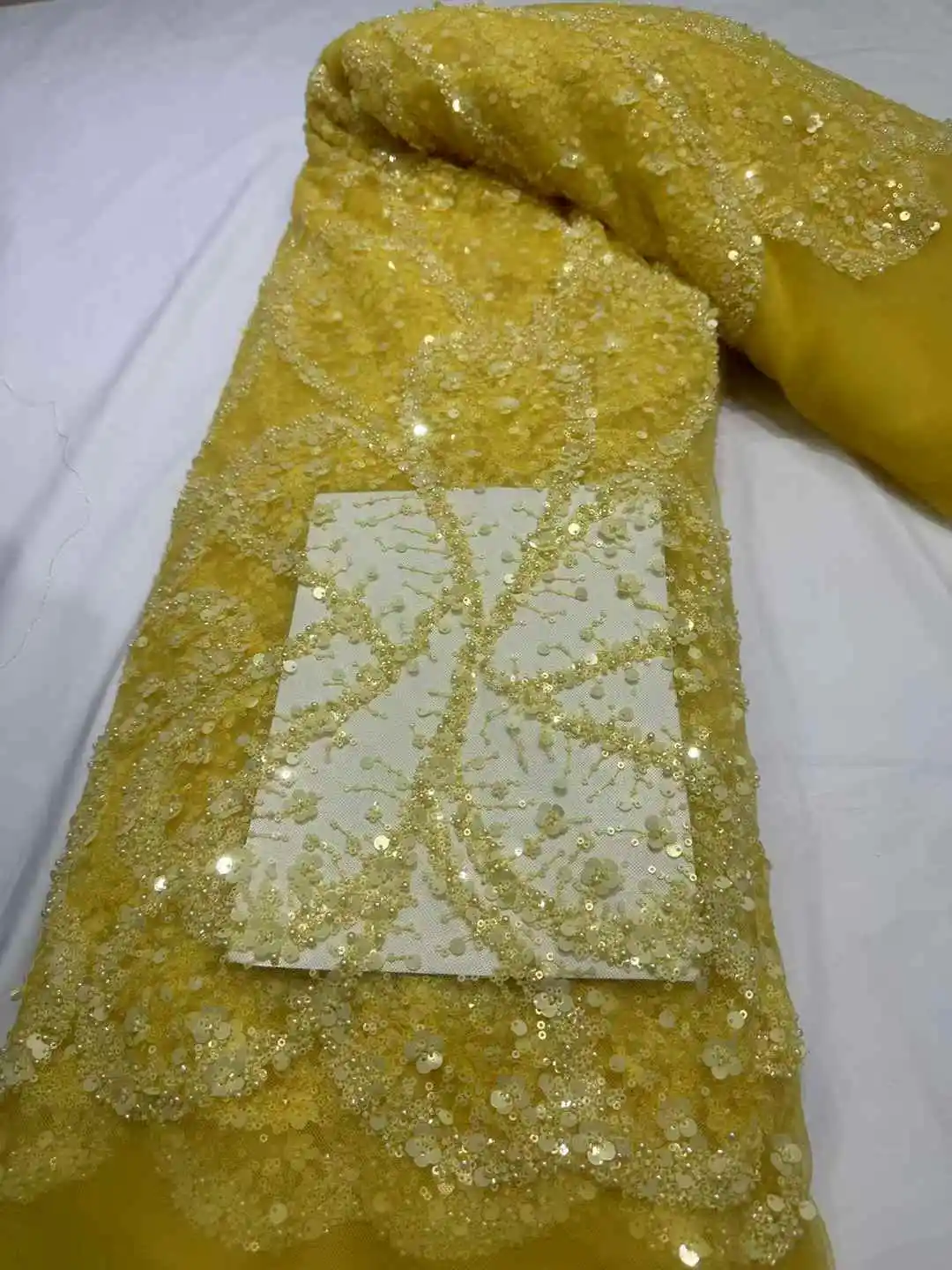 

Luxury African Sequins Beaded Lace Fabric 2025 High Quality Groom Nigerian Wedding Bridal Embroidery French Tulle Sewing