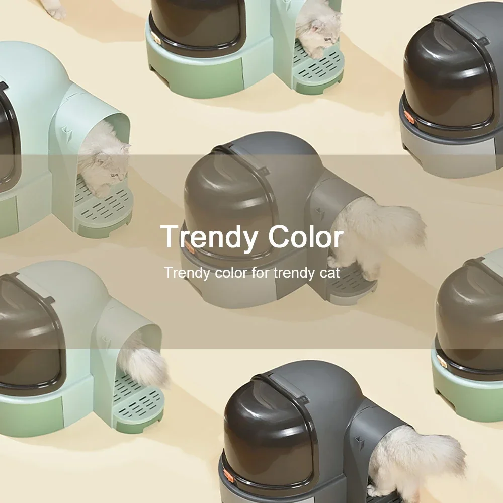 2026 Hot HEYBO PET Environmentally Friendly Plastic Translucent Front Door Lift Cover Design Fully Enclosed Tunnel Cat Box