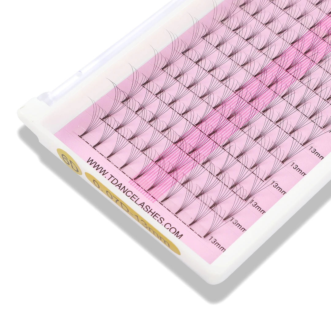 TDANCE Vorgefertigte Volumen-Fächer-Wimpernverlängerung, 12 Reihen, 0,07 mm Dicke, 3D 4D 5D 6D Faux Nerz, einzelne falsche Wimpern, russische Wimpern – Detail 3