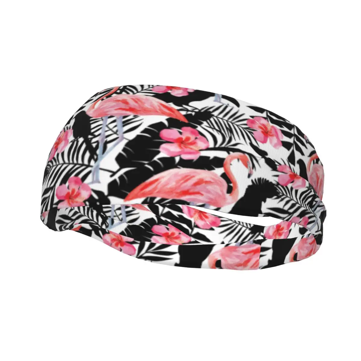 Sports Headband Portable Hair Band Flamingo Hibiscus Parrots Tropical Plants Hair Wrap Brace Running Exercising Sweatband