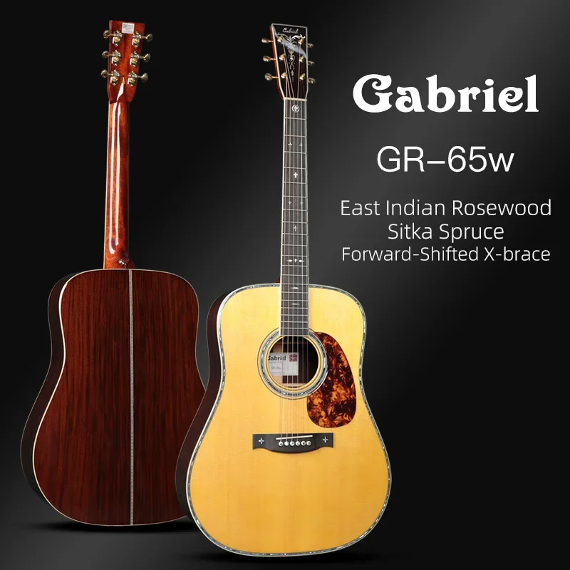 Gabriel musical instrument acoustic factory GR65W deluxe handmade electric acoustic guitar for wholesale