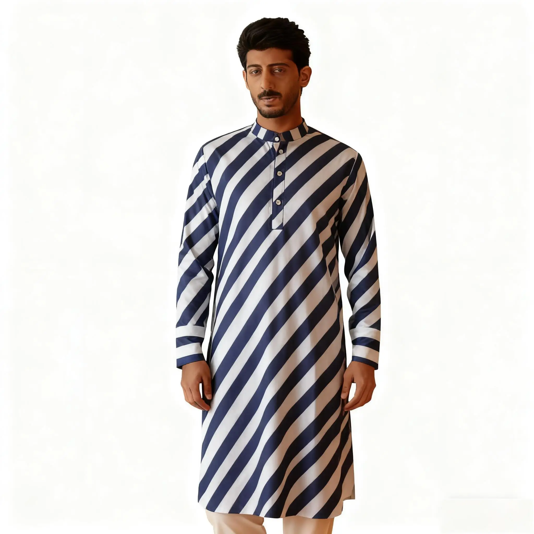 الرجال الرقمية المطبوعة كورتا فاردهة منتظم صالح اليوسفي طوق طويل مناسبة الشرق الأوسط تونكا Musulmana Para Hombre #3