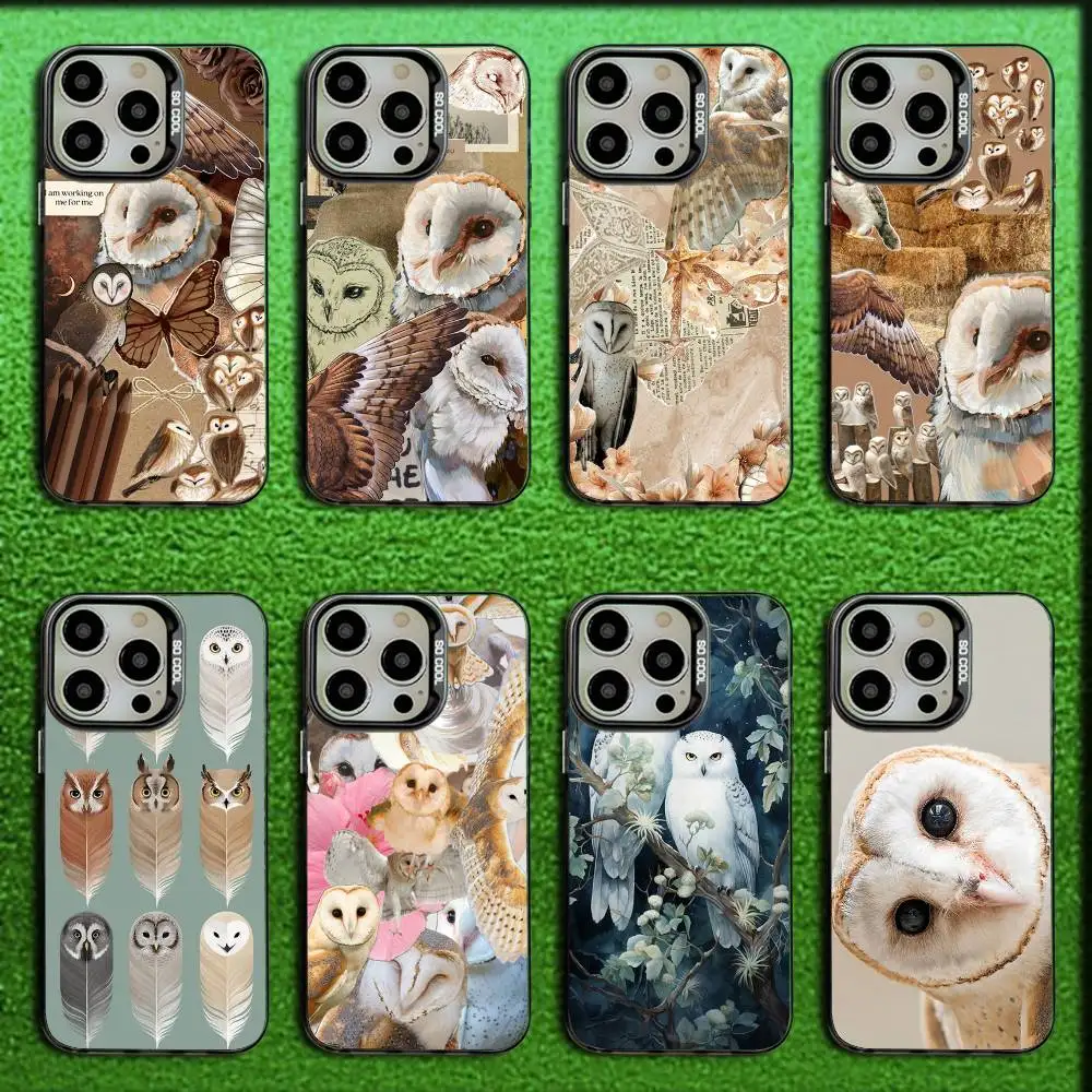 

Cute Barn Owl Phone Case For iPhone 16,15,14,13,12,11,Mini,Pro,E,SE4,MAX Candy Matte Shockproof Black Cover