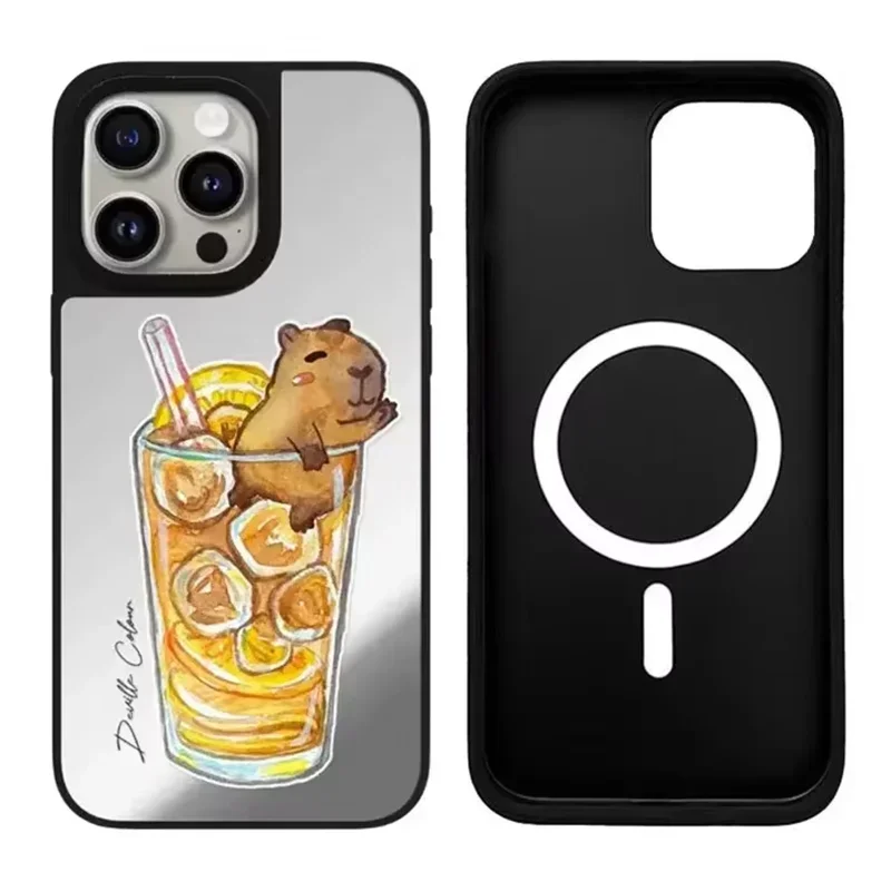 

Capybara iPhone 12 13 14 15 Pro Max Mirror Surface MagSafe Case Cover Shell