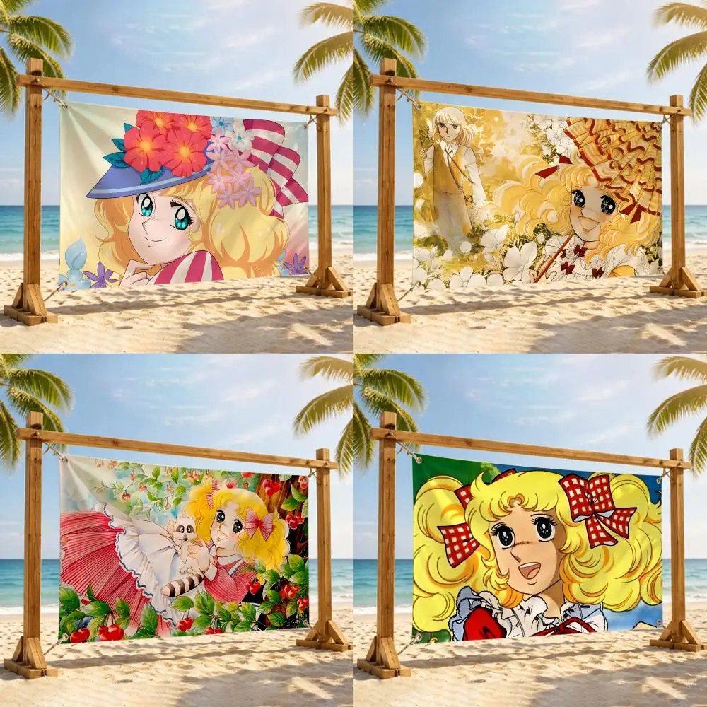 Candy C-Candy ANIMATION Flags Flag Tapestry Outdoor Decor Flaga Decorative Home Objects Barber Shop Decoration
