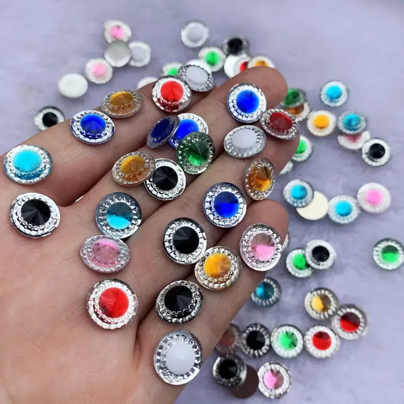 12 mm Crystal Rhinestone bicolor rhinestones diyCircular flat back Resin Handicraft for Wedding Decoration 80pcs/lot