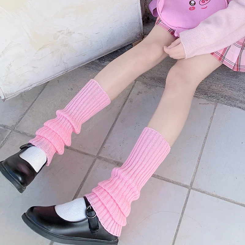 Uniform Japanese Leg JK Warmers Long Lolita Socks Korean Style Leggings Knitted Pile Up Knee Socks Y2K Foot Warming Cover