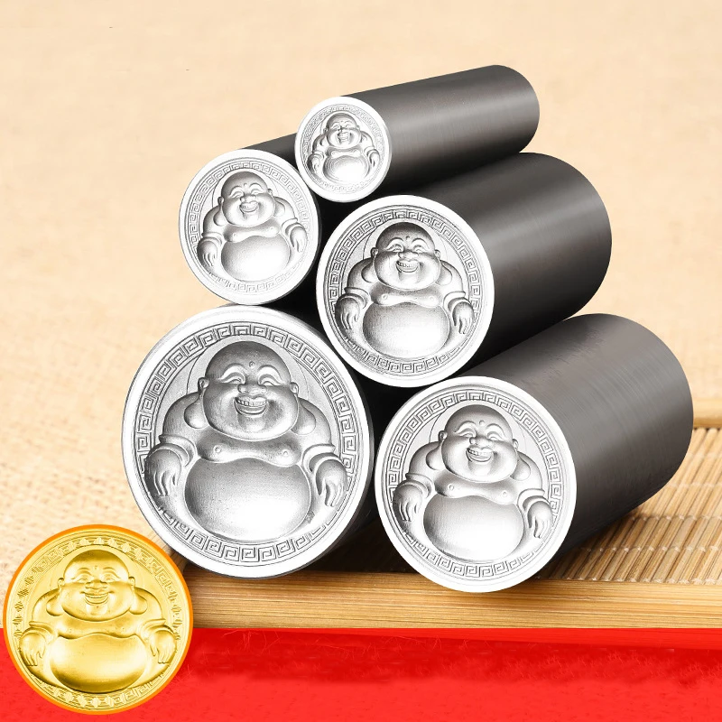 

Smile always open Maitreya Buddha steel stamping mold gold and silver hang tag engraving tool mold steel punch steel stamp