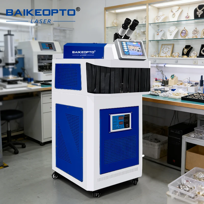 Baikeopto Compact Jewelry Laser Welder 200W YAG Spot Laser Welding Machine with CCD Water Cooling for Gold Silver Jewelry Repair