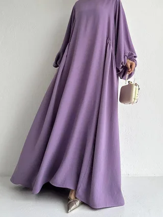 Middle Eastern Muslim Women Simple Clothing Robe Abaya Dress Robe Koftan Long Sleeves Solid Casual Dubai Loose Dresses