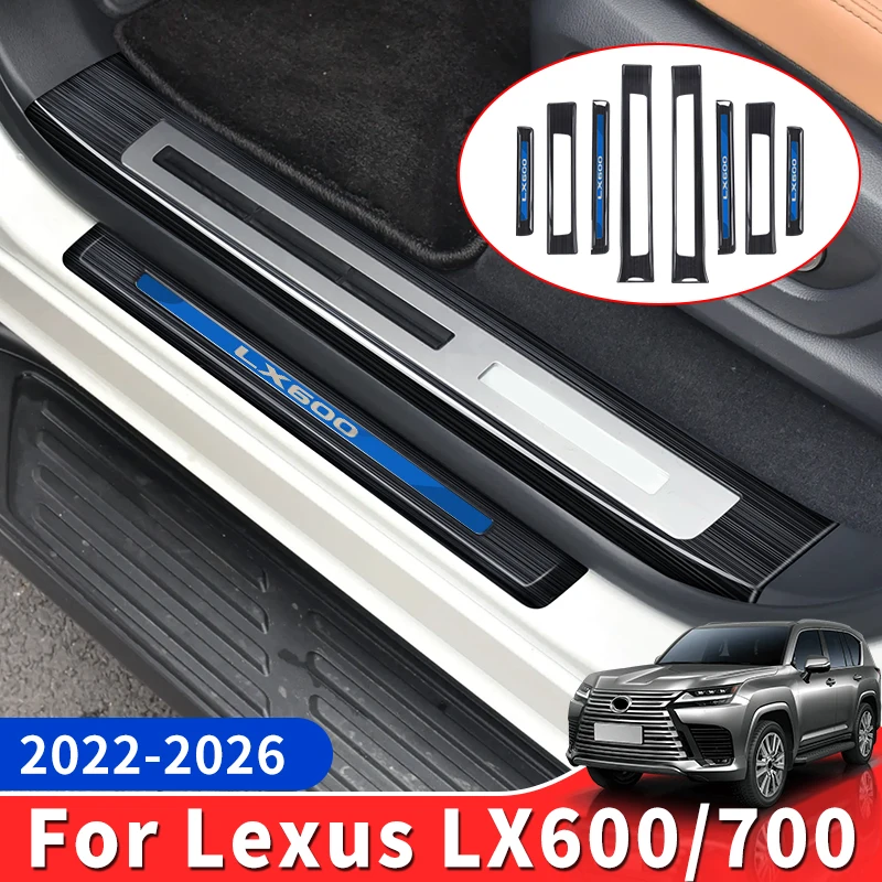 For Lexus LX600 LX700 2022-2026 Stainless Steel Door Sill Plate Scuff Protector Welcome Pedal Trim Exterior Accessories Upgrade