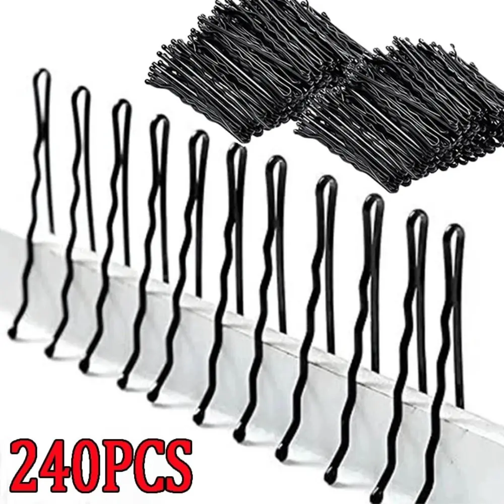 60/240pcs New Invisible Black Hairpins Wave U-shaped Women Hair Clip Disposable Hairgrip