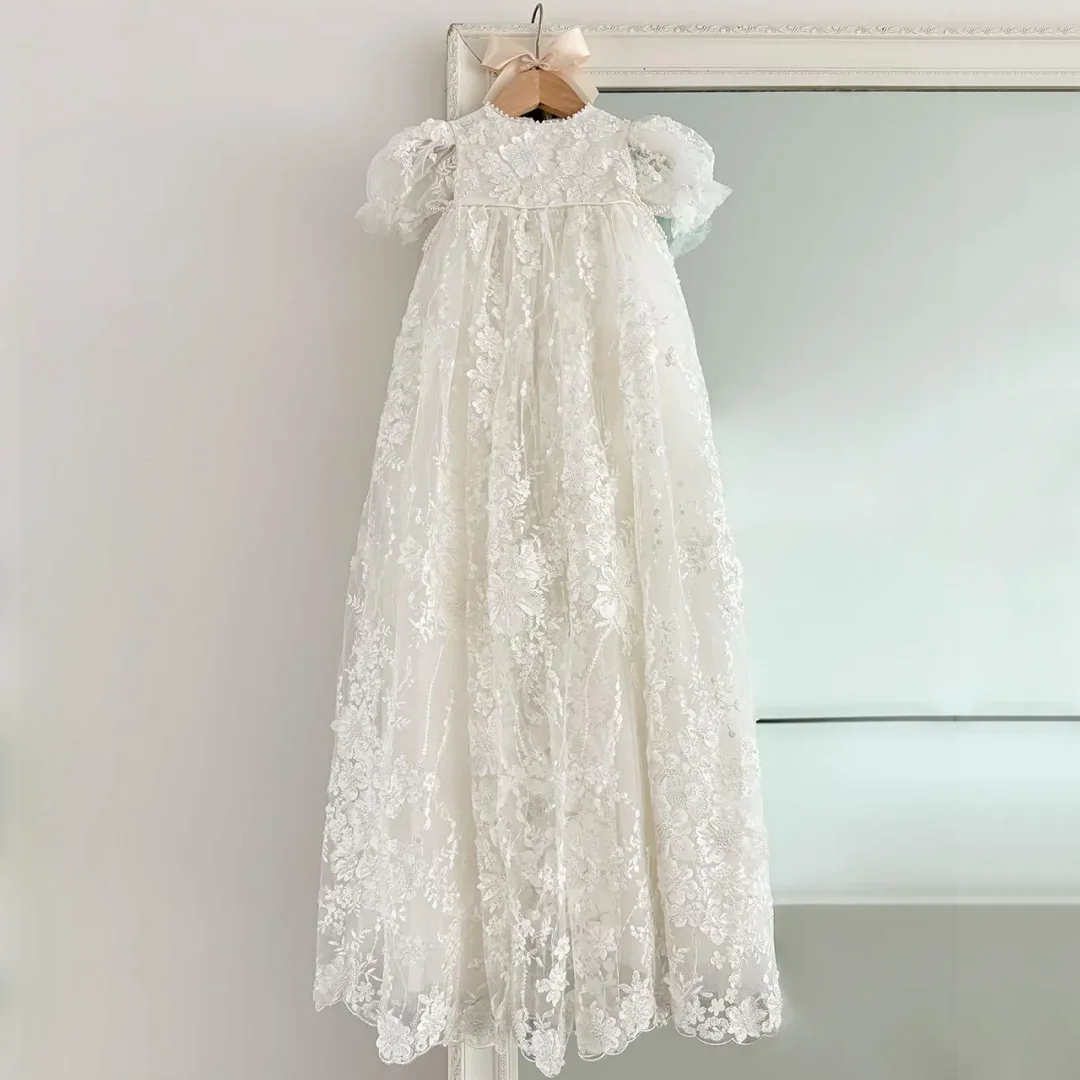 

Праздничное платье для девочек: нарядное платье подружки невесты, свадебное платье, платье на день рождения, для конкурсов красоты, с пышными рукавами, кружевное, для крещения.