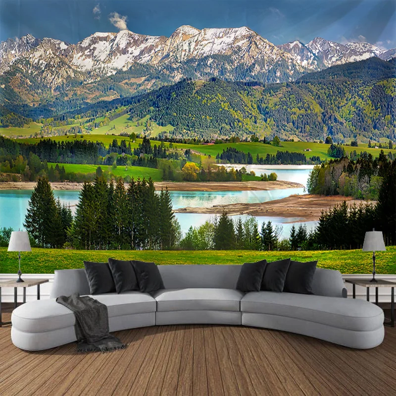 Natural scenery hills grassland tapestry wall art decoration beijbu curtain bedroom living room home decoration