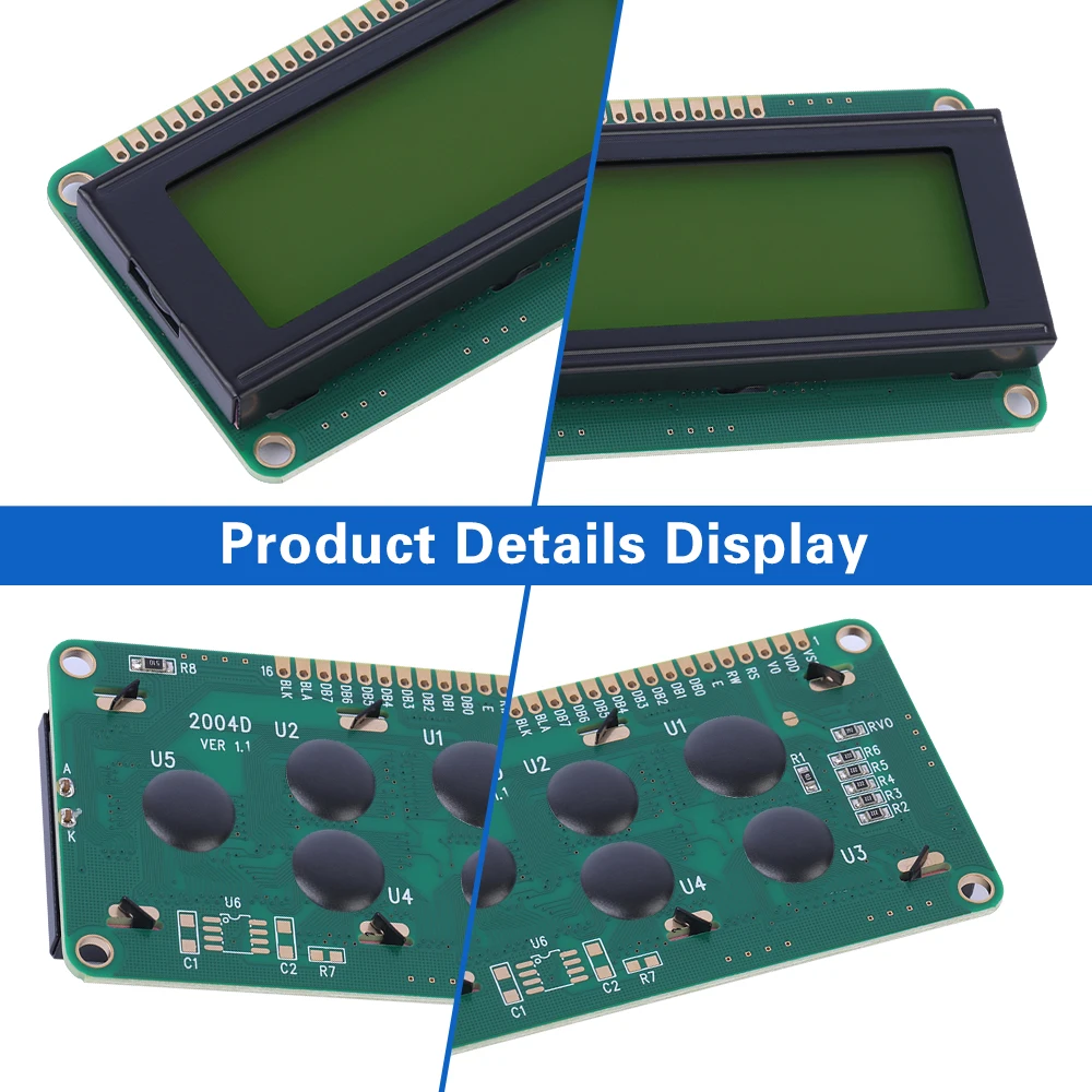 Yellow Green Film 2004D Character LCD Module 4*20 4X20 Support Customized Language Controller ST7066U Liquid Crystal Display