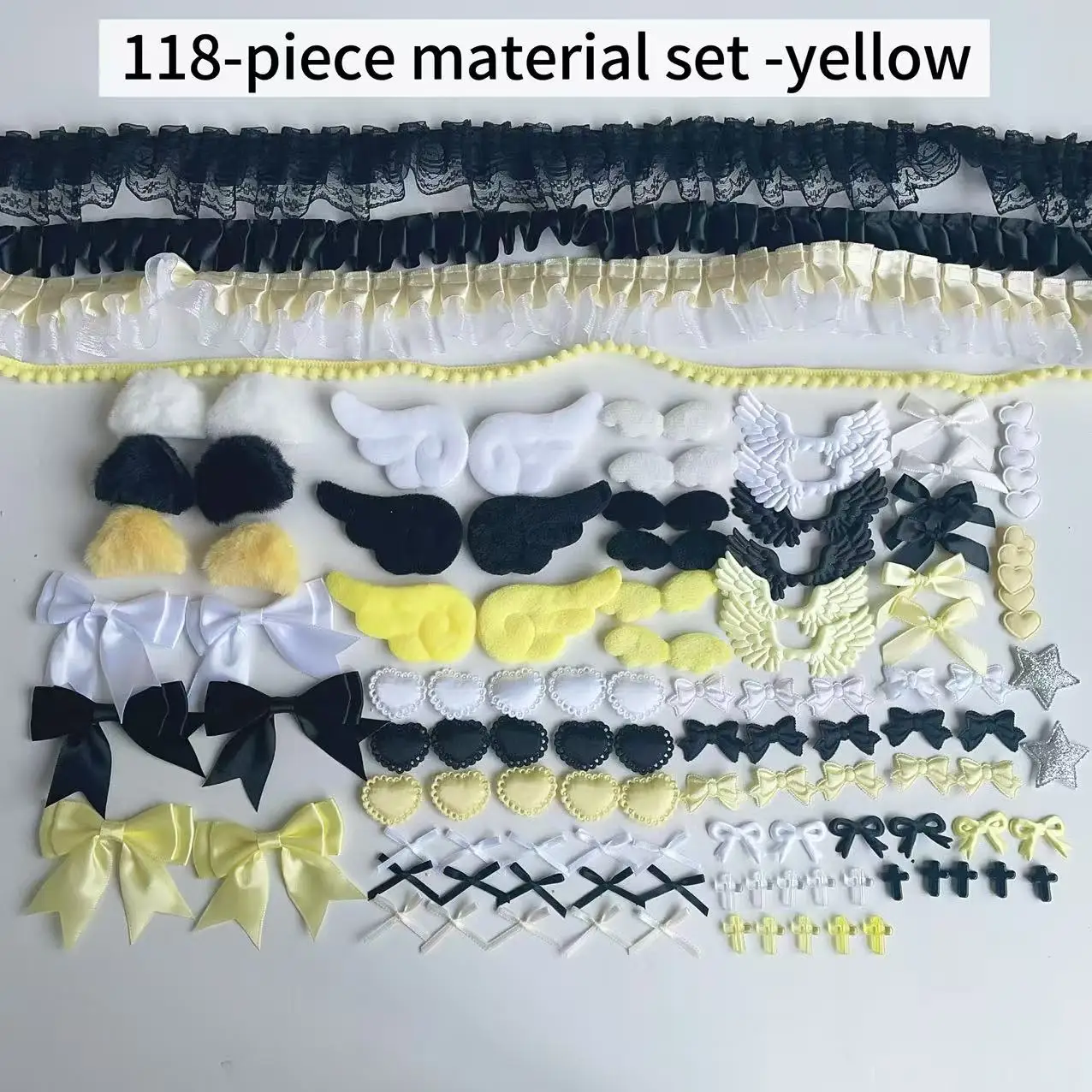 118 Black Color Series Accessories Set Pink Lace Material Set Handmade DIY Accessories Pain Pack Material Pack