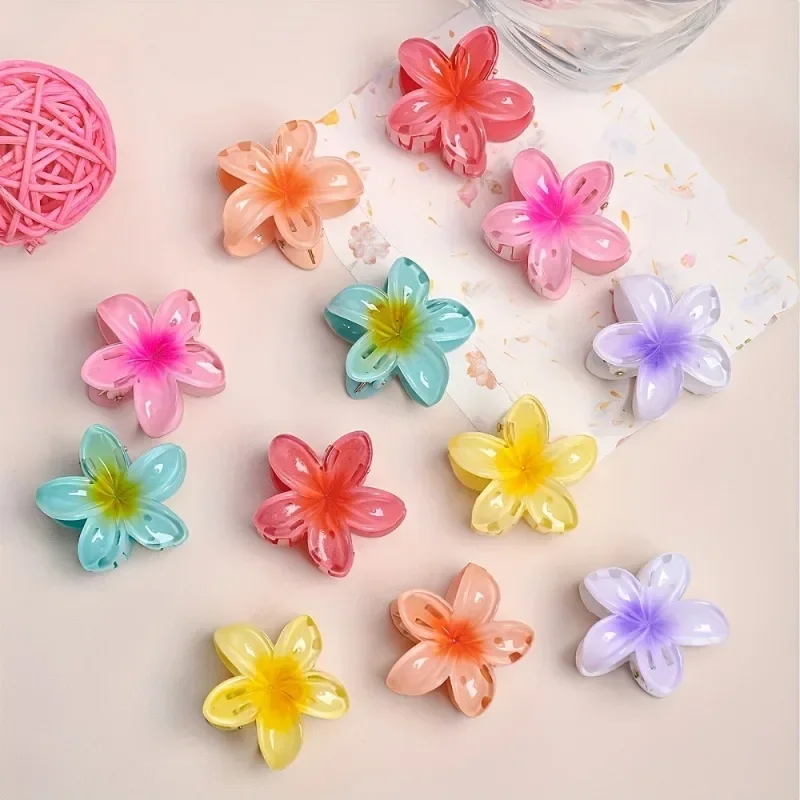 4/8 cm bunte Blumen-Haarspange für Frauen, Acryl, Krabben-Haarklammer, Pferdeschwanz-Halter, rutschfeste Haarnadel, Mädchen-Haar-Accessoires