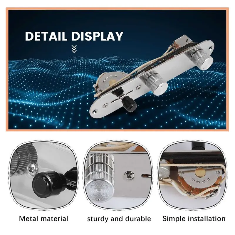 

A89E-Chrome 3 Way Wired Loaded Prewired Control Plate Harness Switch Knobs For Tele Guitar Parts