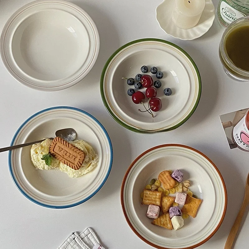 Breakfast Bowl Restaurant Ice Cr Good Looking Oil Painting  Dert Bowl Cake Dim Sum Plate Retro Nice Cerc Bowl