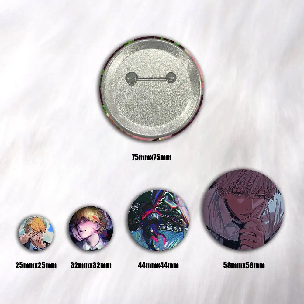 Anime Denji Creative Round Button Badges Cute Pin Brooch for Backpack Clothes Lapel Jewelry Accessories Friends Gift