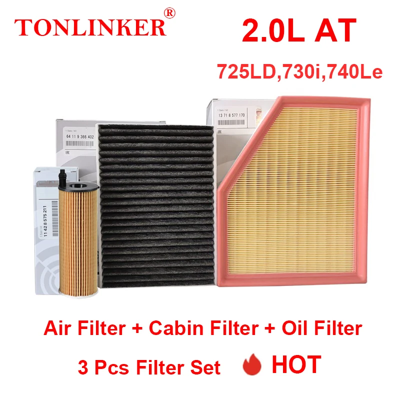 TONLINKER Air Filter Cabin Filter Oil Filter For Bmw 7 Series G11 G12 725Ld 740Le 730i 740Li 740d 750Ld 750d 2015-2020 2021 2022