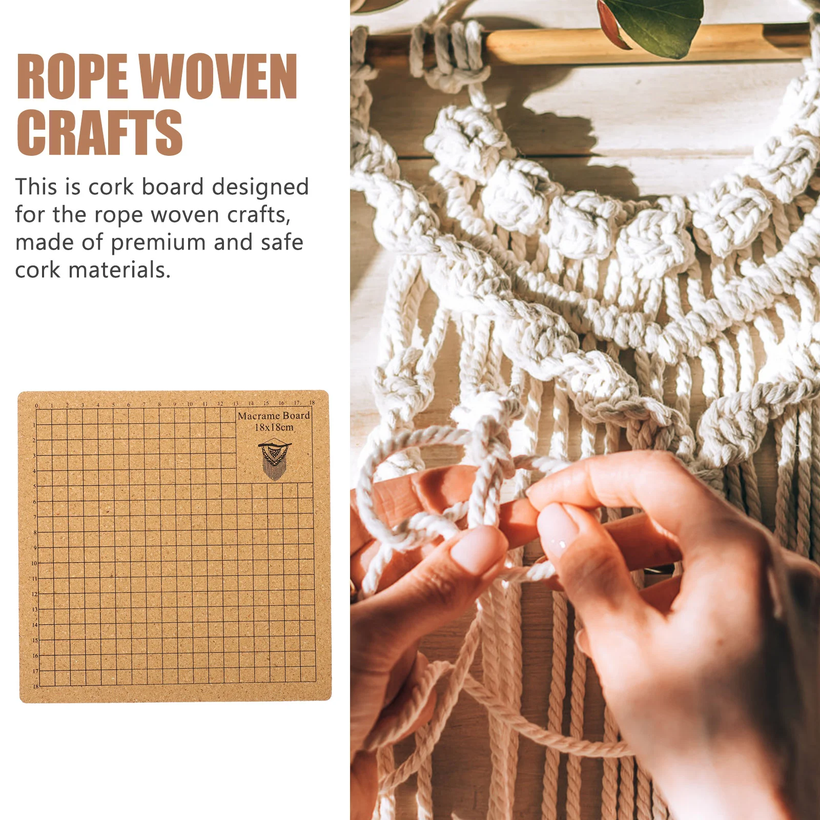 Braided Fixing Plate Cork Macrame Board Corkboard Boards for Measuring Tie Woven