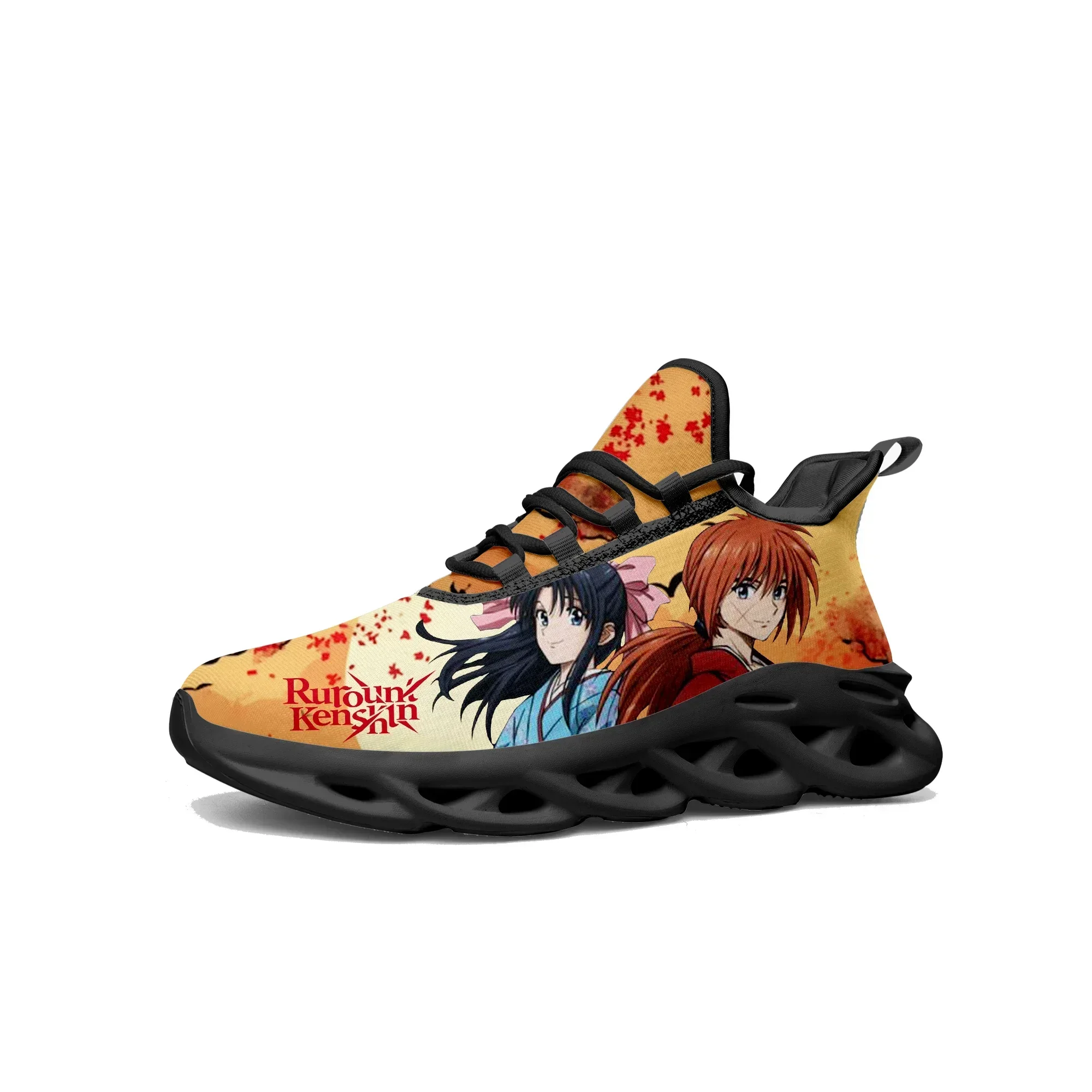 

Кроссовки Rurouni Kenshin Himura, мужские, женские, подростковые, спортивные кроссовки для бега, высококачественная аниме-обувь на шнуровке с сетчатым верхом