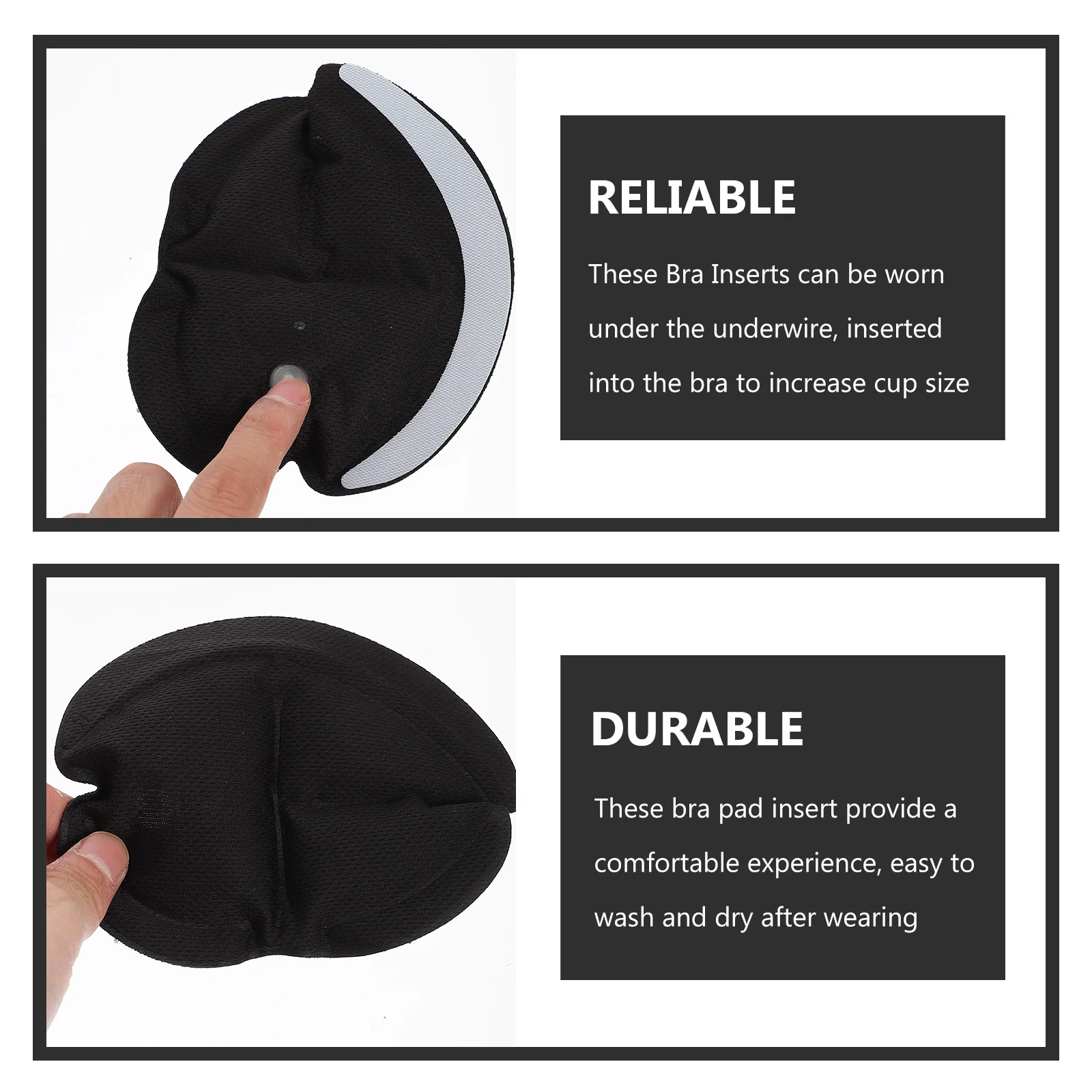 

2Pcs Bra Inserts Inflatable Polyester Thick Daily Removable Breast Cushions Adjustable Pads Strapless Sports Enlarge Cups