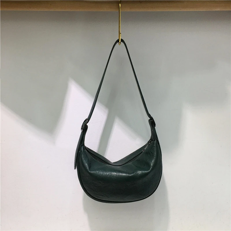 Simple Design Dumpling Shoulder Bags Women Texture Leather Large Capacity Solid Versatile Handbags Street Vintage Crossbody Bag