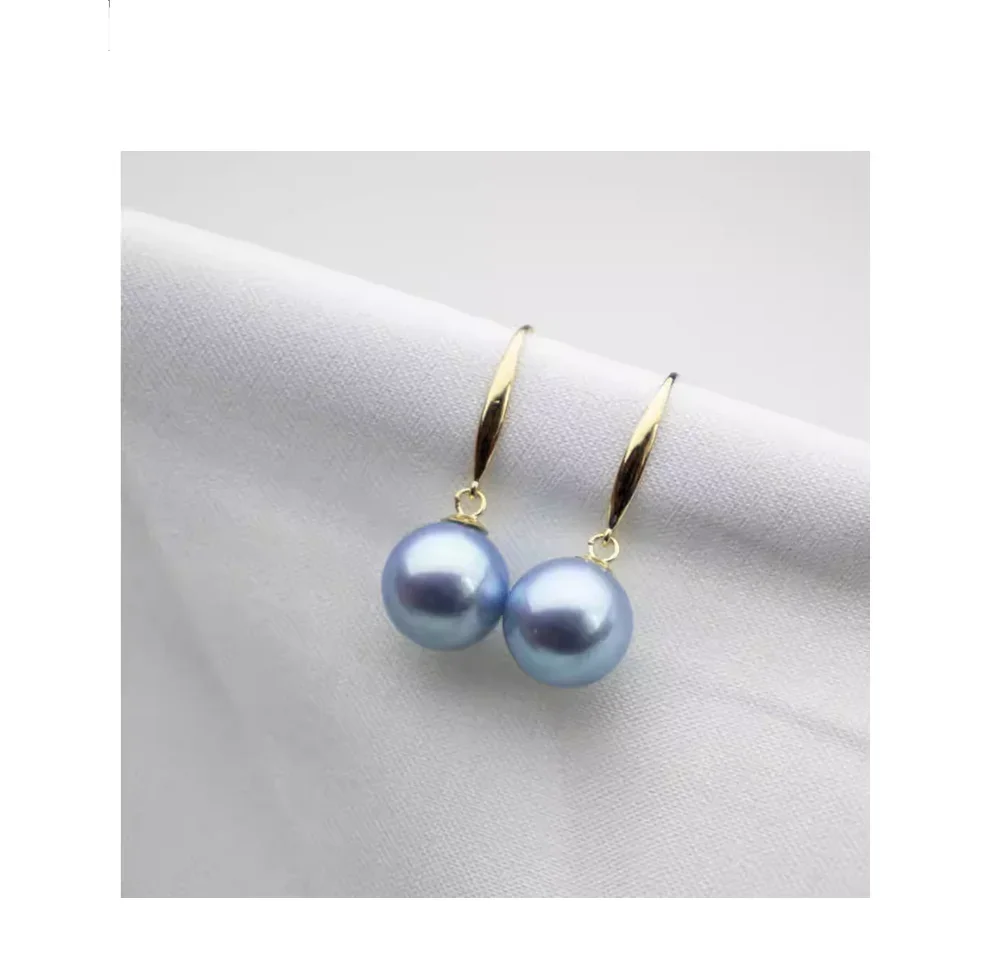 

Charming 8-9mm Natural South Sea Genuine Silver Gray Pearl Earrings for Women Jewelry 925 Sterling Silver