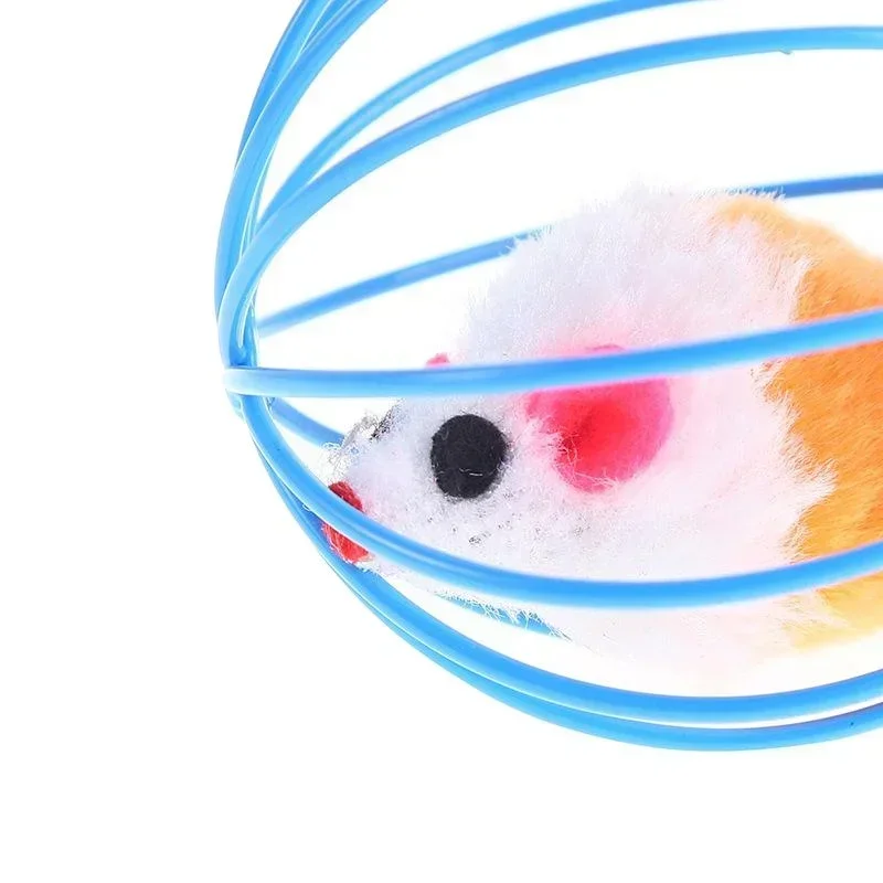 Cat Toy Funny Pet Cat Kitten Playing Mouse Rat Mice Ball Cage Toys Pet Supplies Random Color