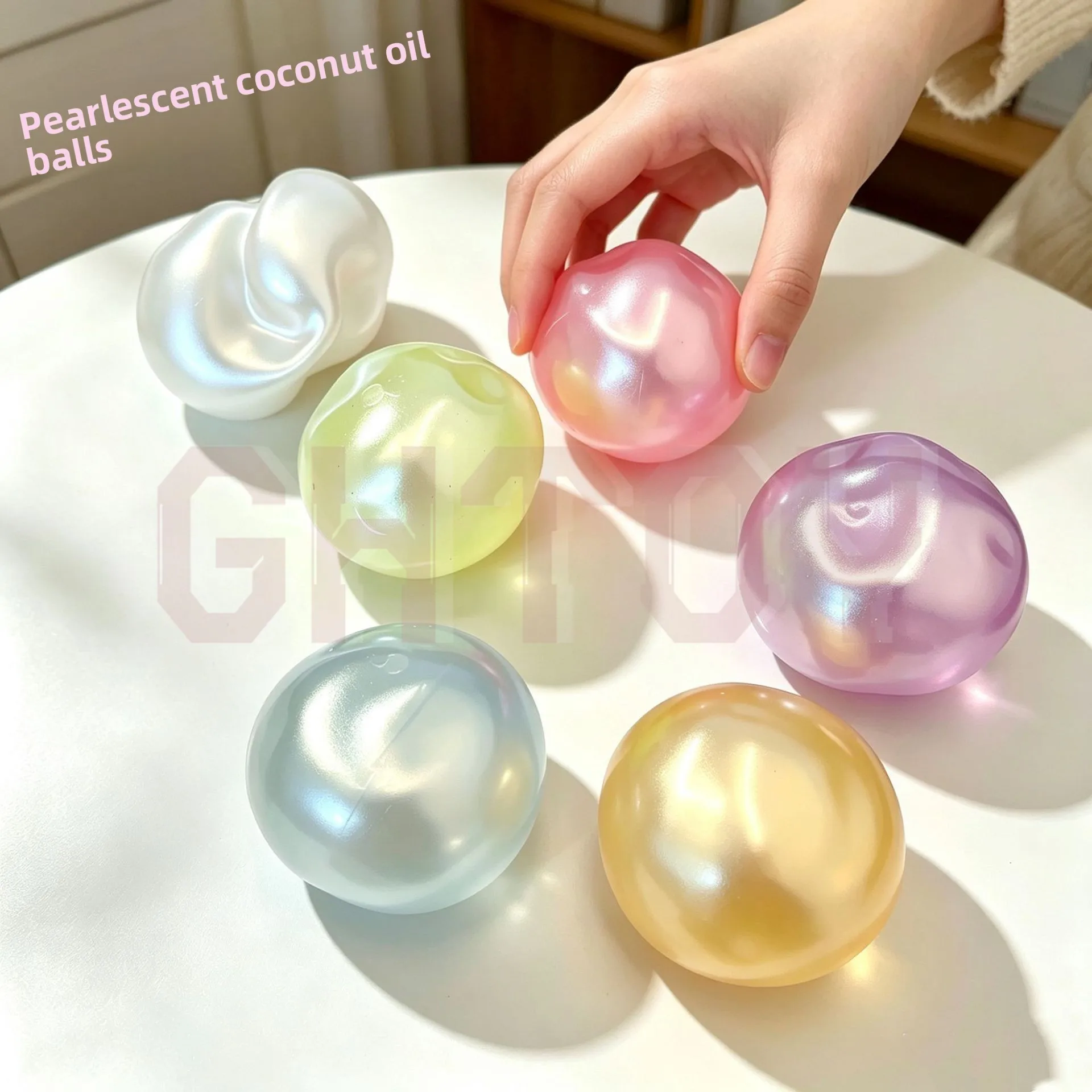 Pearlescent Coconut Oil Squishy Stress Ball Slow Rising Free Shape Squeeze Toy Non Rebound Fidget Sensory Relief Toy for Adults