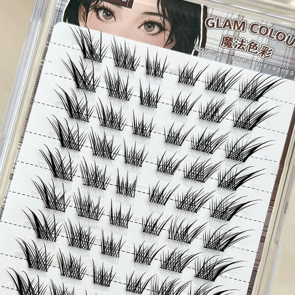 No Need Glue Fluffy False Eyelashes Reusable Thick Winged DIY Lash Extensions Fox Eye Effect Self-adhesive Lash Clusters