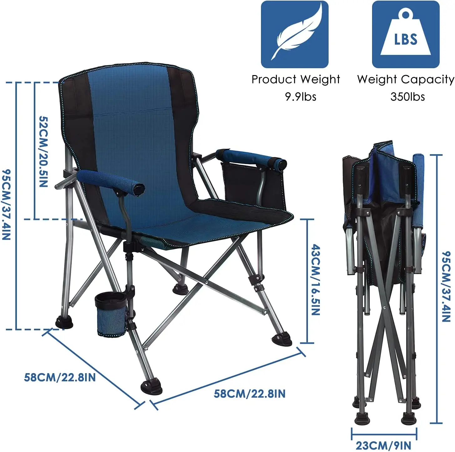 Wholesale Manufacturer Custom Made Oversized Collapsible for Fishing Comfy Camping Chairs