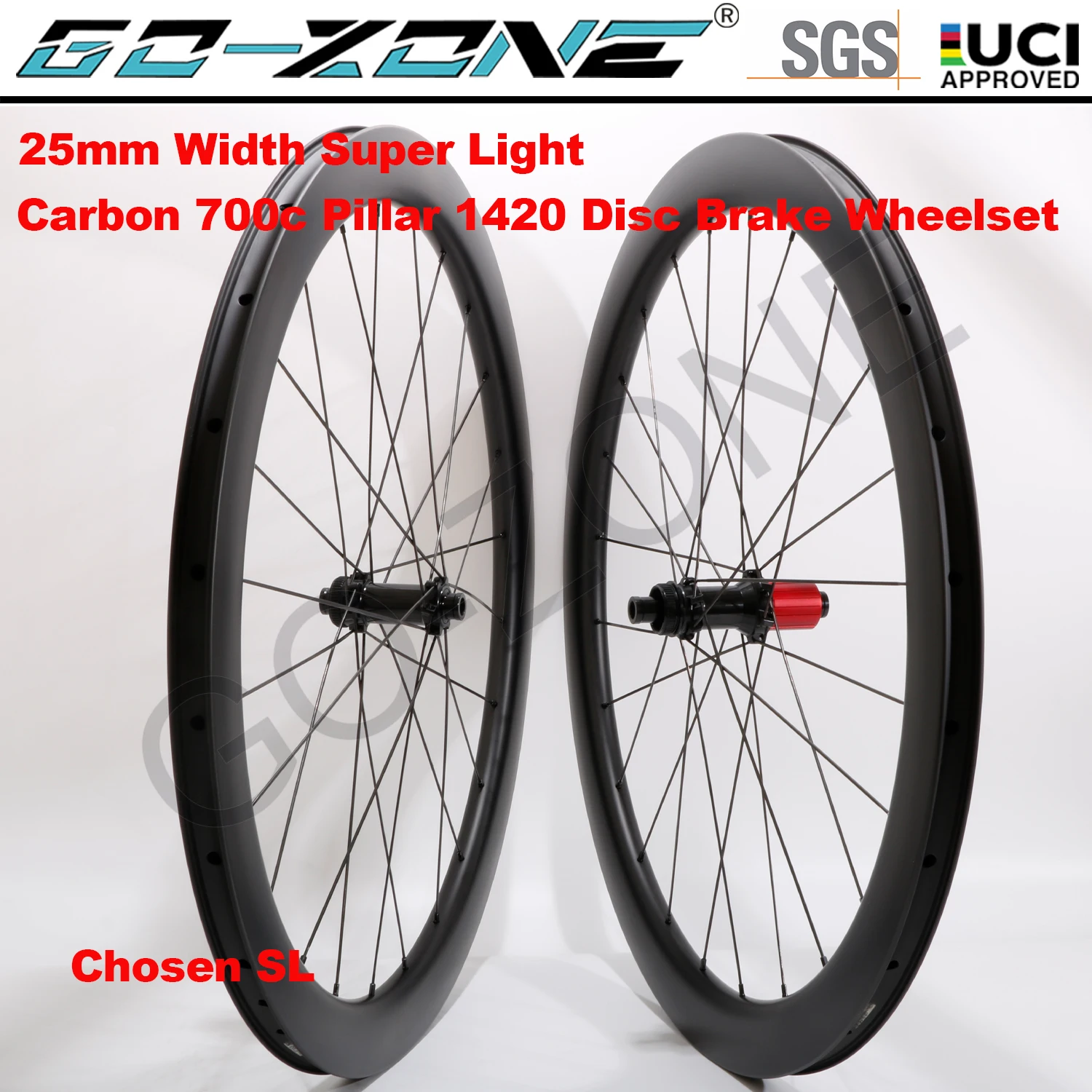 

Super Light Clincher Tubeless Carbon Wheelset Disc Brake 700c UCI Quality Chosen SL Pillar 1420 24/24H Carbon Road Wheels