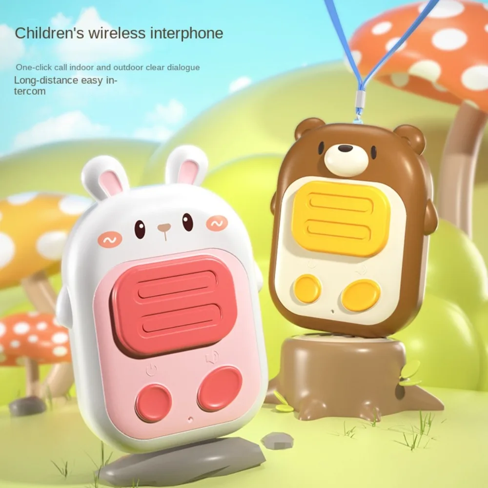 Eletrônico crianças walkie talkie rádio transceptor urso interfone das crianças brinquedos rádio telefone portátil mini dos desenhos animados talkie